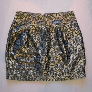 UO Kimchi Blue Gold Metallic Jacquard Mini Skirt